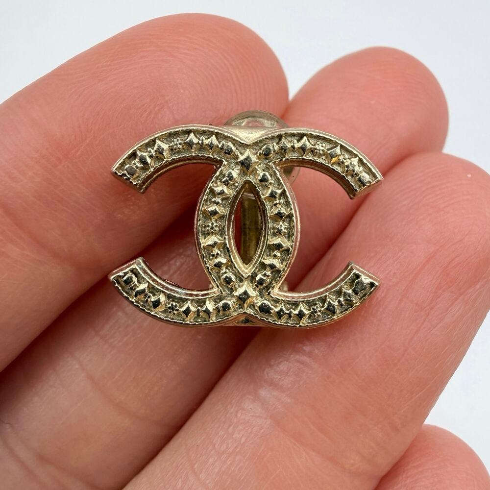 CHANEL Coco Mark CC Earring Clip On Made in France Signed